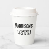 Jungen 16. Geburtstag Bash Schwarz-Weiß-Name Pappbecher (Vorderseite)