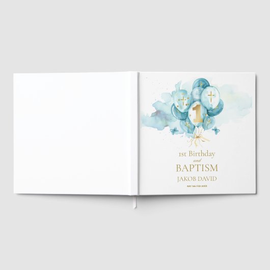 Jungen 1. Geburtstag & Taufe Keepake Gästebuch (Voll)