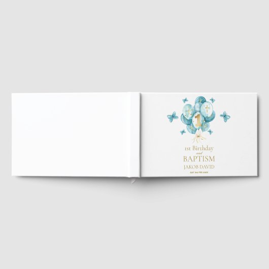 Jungen 1. Geburtstag & Taufe Keepake Gästebuch (Voll)