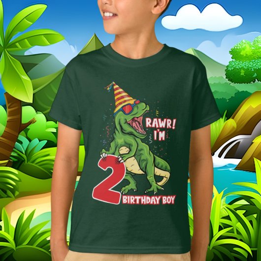 Jungen 2. Geburtstag Dinosaurier T-Shirt