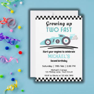 Jungen 2. Geburtstag werden zwei schnelle Rennwage Einladung