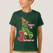 Jungen 3. Geburtstag Dinosaurier T-Shirt (Vorderseite)