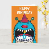 Jungen 6. Geburtstag Blue Monster Niedlich Card Karte (Gelbe Blume)