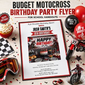 Jungen 9. Geburtstags-Motocross-Party-Einladung Flyer