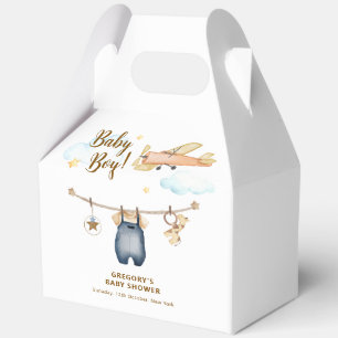 Jungen-Abenteuer-Wäscheleine-Flugzeug-Himmel-Baby- Geschenkschachtel