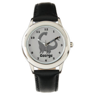 Jungen addieren prähistorischen Namensdinosaurier Armbanduhr