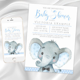 Jungen Adorable Elephant Baby Dusche Einladungen