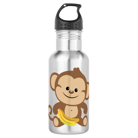 Jungen-Affe mit Banane Edelstahlflasche (Vorderseite)