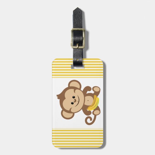Jungen-Affe mit Banane Gepäckanhänger (Vorderseite vertikal)