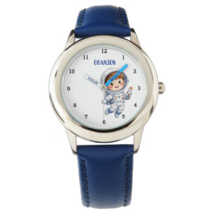Jungen Astronaut Süße Rakete Planet Blau Kinderuhr Armbanduhr