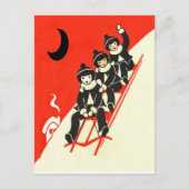 Jungen auf einer Schlitten Winter Scene Postcard Postkarte (Vorderseite)