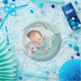 Jungen-Baby-Party Blaues Decke Spielzeug Hund Pappteller