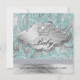 Jungen-Baby-Party-Einladung Blaue Kron Schmuck Blä Ankündigung