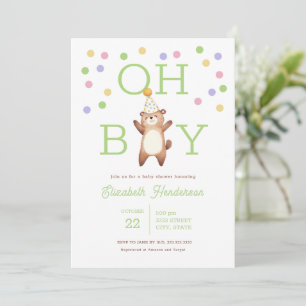 Jungen-Baby-Party-Einladung mit Teddybär Oh Boy Einladung