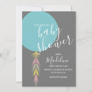 Jungen-Baby-Party-Quaste-Boho-Ballon-Einladung Einladung