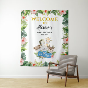 Jungen-Baby-Party-RÜCKWAND   Süße goldene Safari-F Wandteppich