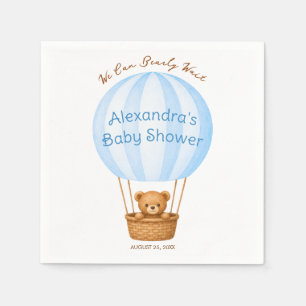 Jungen-Baby-Party-Teddybär in blauem Heißluftballo Serviette