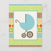 Jungen-Babyparty-blauer Wagen u. Boho Punkte