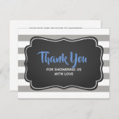 Jungen-Babyparty-blaues Grau danken Ihnen zu Dankeskarte (Vorne/Hinten)