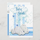 Jungen-Babyparty-Teddybärblau Einladung (Vorne/Hinten)