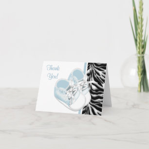 Jungen Babyschuhe Blau Zebra Dankeschön Karten