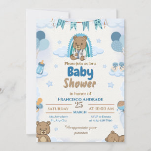 Jungen-Bär (Doktor-Stil) Baby-Shower-Einladung Einladung