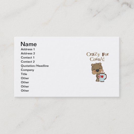 Jungen-Bär verrückt für Kakao-Feiertag Visitenkarte (Vorderseite)