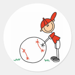 Jungen Baseball Anpassen Runder Aufkleber