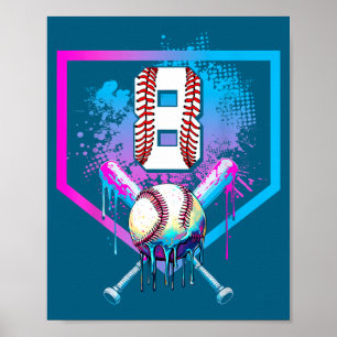 Jungen Baseball Drip 8. Geburtstag Zuhause Poster