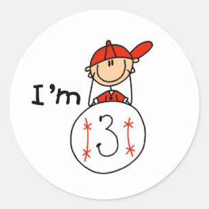 Jungen-Baseball Ich bin 3 Runder Aufkleber