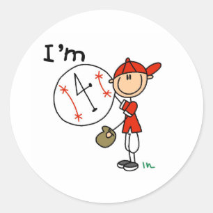 Jungen-Baseball Ich bin 4 Runder Aufkleber