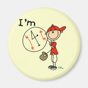 Jungen Baseball Ich bin 4 T-Shirts und Geschenke Magnet