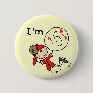 Jungen Baseball Ich bin 5 T-Shirts und Geschenke Button