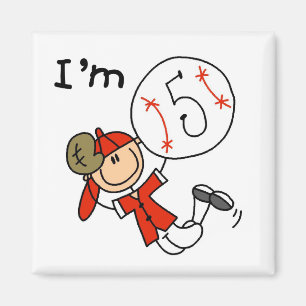 Jungen Baseball Ich bin 5 T-Shirts und Geschenke Magnet