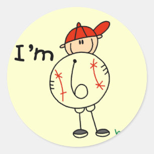 Jungen Baseball Ich bin 6 T-Shirts und Geschenke Runder Aufkleber