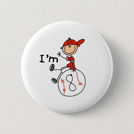 Jungen Baseball Ich bin 8 Button (Vorderseite)