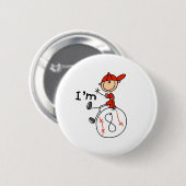 Jungen Baseball Ich bin 8 Button (Vorne & Hinten)