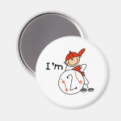 Jungen-Baseball I'm 2 Magnet (Vorderseite/Rückseite)