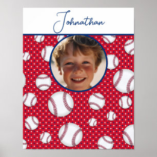 Jungen Baseball Rot Weiß Blau Benutzerdefiniertes Poster