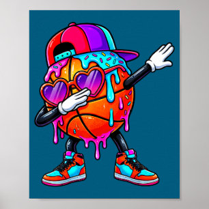 Jungen Basketball Eiscreme-Drip-Dabbing Poster