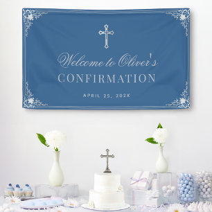 Jungen-Bekräftigung Klassisch Blau Vintage Falsch- Banner