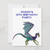 Jungen Birthday Farbperlen Dragon White Einladung (Vorderseite)