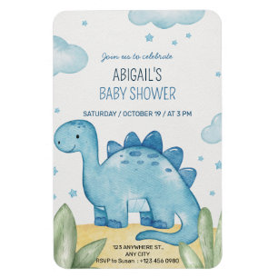 Jungen Blau Dinosaurier Baby Shower Einladung Magnet