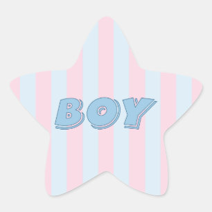 Jungen-Blau mit rosa Streifen Stern-Aufkleber