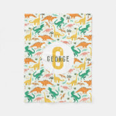 Jungen Blau T-Rex Dschungel Dinosaurier Monogramm Fleecedecke (Vorderseite)