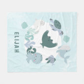 Jungen blau unter dem Meer Tiere Kinder Fleece (Vorderseite (Horizontal))