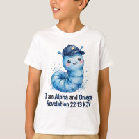 Jungen Blau Wurm-Shirt - Ich bin Alpha und Omega