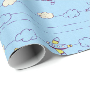 Jungen blaue Flugzeuge Geschenkpapier