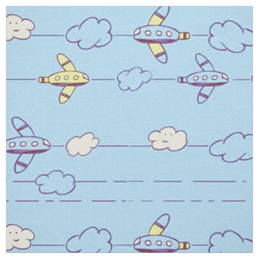 Jungen blaue Flugzeuge Stoff (Muster)