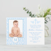 Jungen-blaue Taufe-Einladungen Einladung (Stehend Vorderseite)